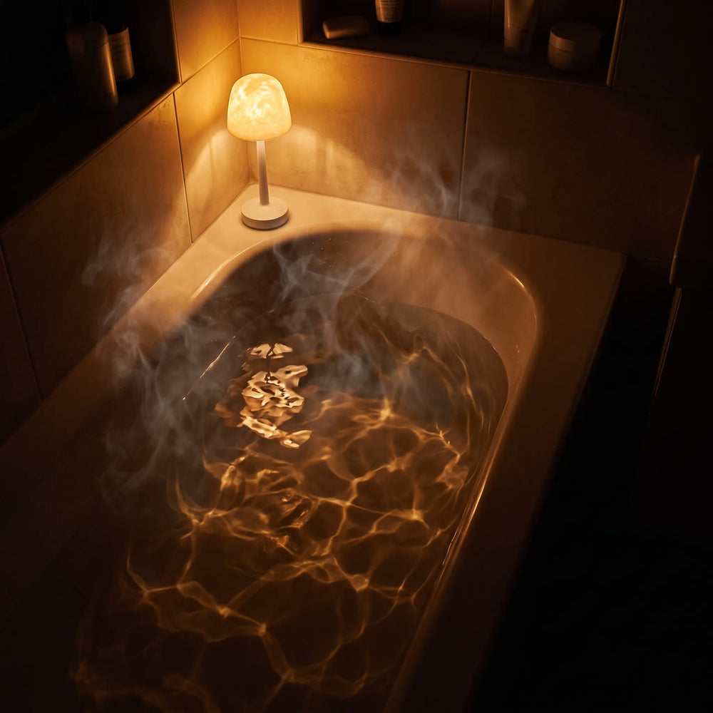 Hush Ember® casting soft reflections across the wall